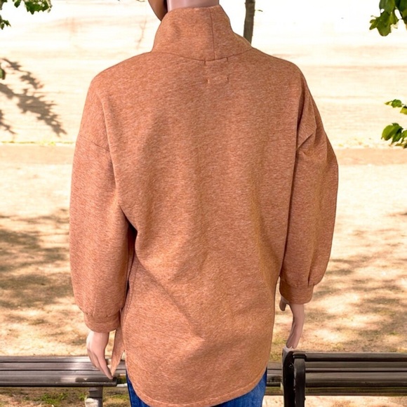 Lola Grace Burnt Orange Funnel Neck Drop Shoulder Fleece - Picture 13 of 16
